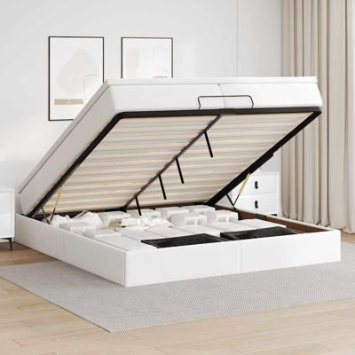 Ottoman bed met matrassen 200x200cm kunstleer wit