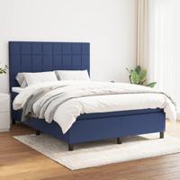 Boxspring met matras stof blauw 140x190 cm - thumbnail