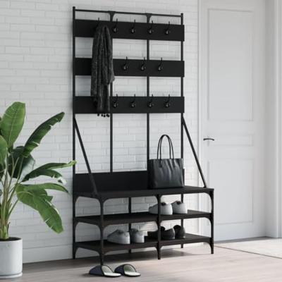 Kledingrek met schoenenrek 100x40x184 cm zwart