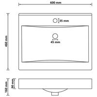 Wastafel met kraangat 60x46 cm keramiek matcrme - thumbnail