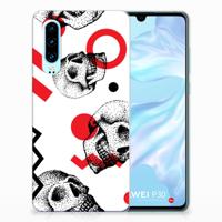 Silicone Back Case Huawei P30 Skull Red - thumbnail