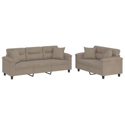 2-delige Loungeset met kussens microvezelstof taupe
