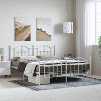 Bedframe met hoofd- en voeteneinde metaal wit 183x213 cm - thumbnail