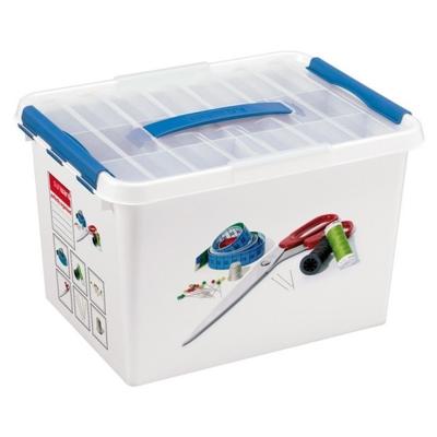 Sunware Q-line naaibox 22 liter met inzet wit/transp/blauw Sunware Q-line naaibox 22 liter met inzet wit/transp/blauw