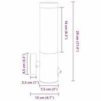 Buitenwandlamp Zilver 12 x 7.5 x 29 cm Roestvrij staal - thumbnail