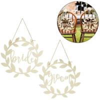Ginger Ray bruiloft stoelhanger bride & groom hout 2 stuks | 10 stuks - thumbnail