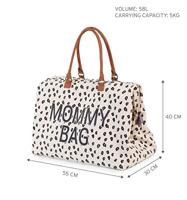 Luiertas Mommy bag large canvas CHILDHOME gebroken wit luipaard - thumbnail
