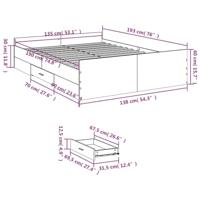 Bedframe met lades bewerkt hout gerookt eikenkleurig 135x190 cm - thumbnail