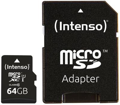 Intenso Premium microSDXC-kaart 64 GB Class 10, UHS-I Incl. SD-adapter