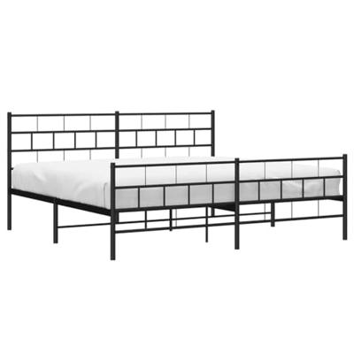 Bedframe met hoofd- en voeteneinde metaal zwart 183x213 cm