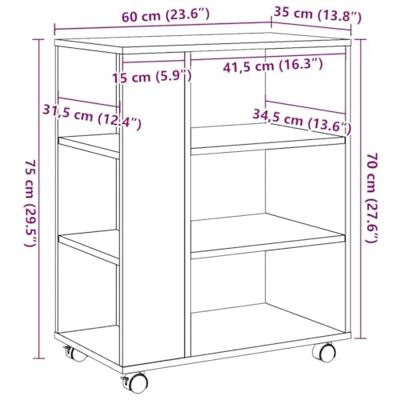 Rolkast 60x35x75 cm bewerkt hout oud houtkleurig Rolkast 60x35x75 cm bewerkt hout oud houtkleurig