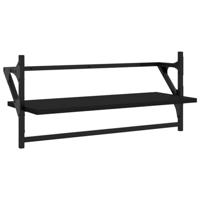 4-delige Wandschappenset met stangen bewerkt hout zwart - thumbnail