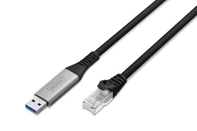 Digitus USB, USB 3.2 Gen 1 (USB 3.0) Adapterkabel [1x USB, USB 3.2 Gen 1 (USB 3.0) - 1x RJ45, RJ45-stekker] AK-300600-100-S 10 m Folie afscherming, Afscherming