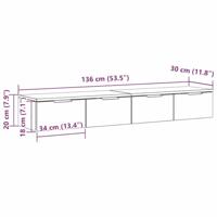 Wandkast 2 pcs Zwart eiken 68 x 30 x 20 cm Bewerkt hout - thumbnail