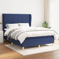 Boxspring met matras stof blauw 140x200 cm - thumbnail