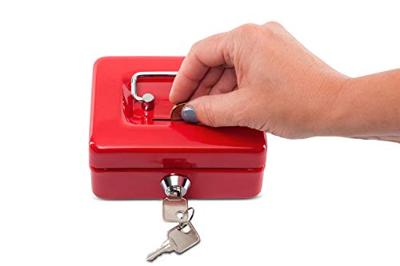 Geldkist MAUL met muntgleuf en slot 125x95x60mm rood