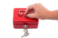 Geldkist MAUL met muntgleuf en slot 125x95x60mm rood - thumbnail