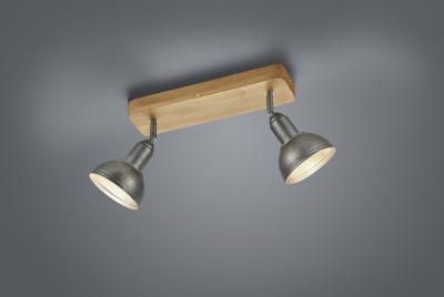 Trio Houten plafondlampDelhi 2-lichts spots antiek zilver - 803400267