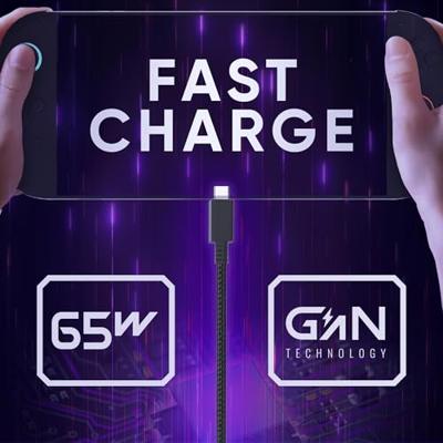 Oniverse AC Adapterkabel 65W USB C Switch 2 Zwart (1,5 meter)