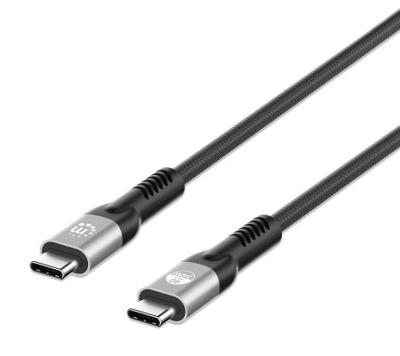 Manhattan Thunderbolt-kabel Thunderbolt (USB-C) stekker 1.00 m Zwart Stekker past op beide manieren, Afgeschermd (dubbel) 356374