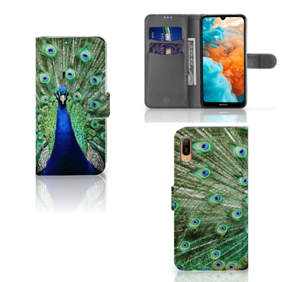 Huawei Y6 (2019) | Telefoonhoesje | Met pasjeshouder | Pauw