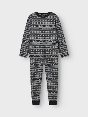 Name it kinder pyjama - Kerstmis - Christmas - Grijze katoenen pyjama voor jongens en meisjes - 128 - Zwart - 128 - 128 - 128 - 128 - 128 -