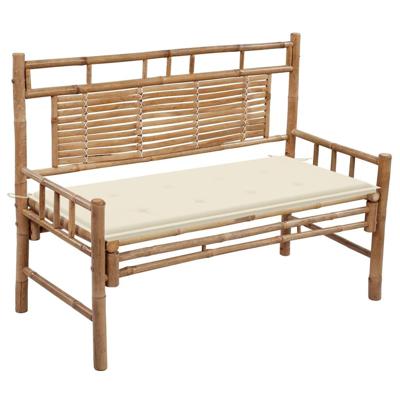 VidaXL Tuinbank met kussen 120 cm bamboe VidaXL Tuinbank met kussen 120 cm bamboe