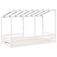 Kinderbed met bedhuis 90x200 cm massief grenenhout wit - thumbnail