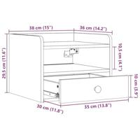Nachtkastjes met lade Wandgemonteerd 2 pcs Wasbruin 38 x 36 x 29.5 cm - thumbnail
