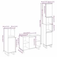 Badkamermeubelset 3 pcs Bruin 30 x 30 x 180 cm Bewerkt hout - thumbnail