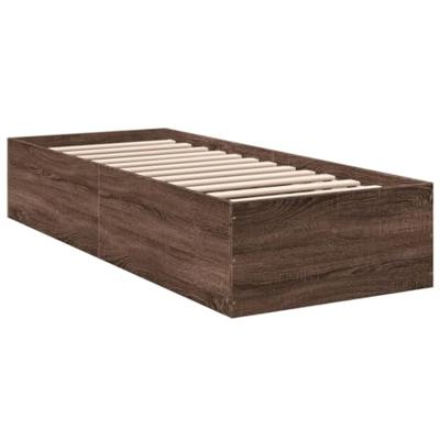 Bedframe zonder matras bewerkt hout bruin eikenkleur 75x190 cm