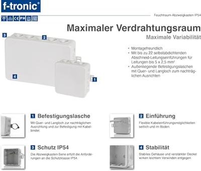 F-Tronic E125 Aftakkast (l x b x h) 75 x 75 x 40 mm Lichtgrijs IP54 10 stuk(s)