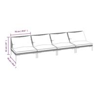 4-delige Loungeset met kussens poly rattan donkergrijs - thumbnail