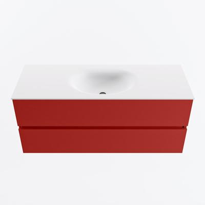 MONDIAZ VICA 120cm badmeubel onderkast Fire 2 lades. Wastafel MOON midden zonder kraangat, kleur Talc.