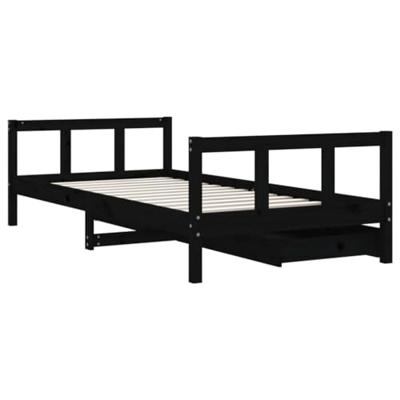 Kinderbedframe met lades 90x190 cm massief grenenhout zwart Kinderbedframe met lades 90x190 cm massief grenenhout zwart