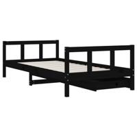 Kinderbedframe met lades 90x190 cm massief grenenhout zwart - thumbnail
