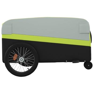 VidaXL Fietstrailer 45 kg ijzer zwart en groen - thumbnail