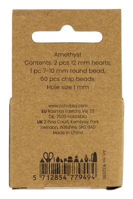 Creativ Company Kristallen kralen, amethist, d 7-12 mm, gatgrootte 1 mm, ca. 63 stuk, paars, 63 stuk/ 1 doos