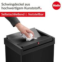 Hailo Bix-Box Swing XL 8602410 Afvalbak 52 l Plaatstaal (l x b x h) 260 x 339 x 763 mm Zwart Met zelfsluitende zwenkdeksel 1 stuk(s) - thumbnail