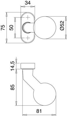 Profiltür-Knopf 2033/4020 Material Alu.F12 EDI