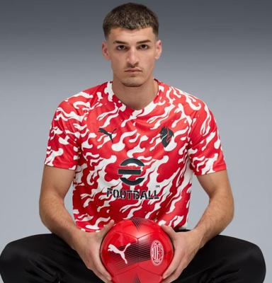PUMA AC Milan Pre-Match Trainingsshirt 2025-2026 Wit Rood