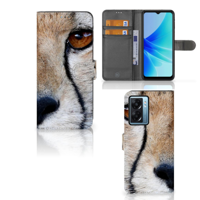 OPPO A77 5G | A57 5G | Telefoonhoesje | Met pasjeshouder | Cheetah