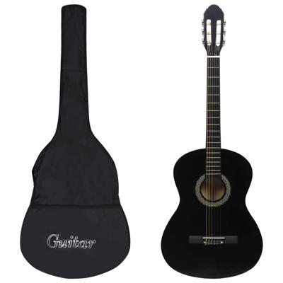 VidaXL Gitaar klassiek beginner met tas 4/4 39" zwart VidaXL Gitaar klassiek beginner met tas 4/4 39" zwart
