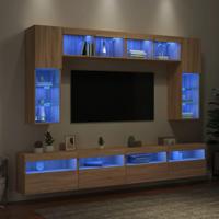 8-delige Tv-wandmeubelset met LED-verlichting sonoma eikenkleur - thumbnail