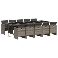 11-delige Tuinset met kussens poly rattan grijs - thumbnail
