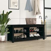 VidaXL Schoenenbank 110x38x45,5 cm massief grenenhout zwart - thumbnail