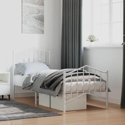 Bedframe met hoofd- en voeteneinde metaal wit 75x190 cm