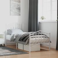 Bedframe met hoofd- en voeteneinde metaal wit 75x190 cm - thumbnail