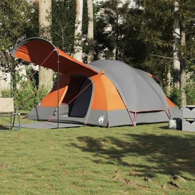 Tunneltent 8-persoons waterdicht grijs en oranje Tunneltent 8-persoons waterdicht grijs en oranje