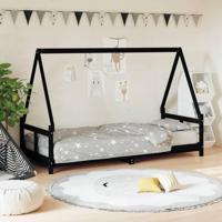 Kinderbedframe 80x200 cm massief grenenhout zwart - thumbnail